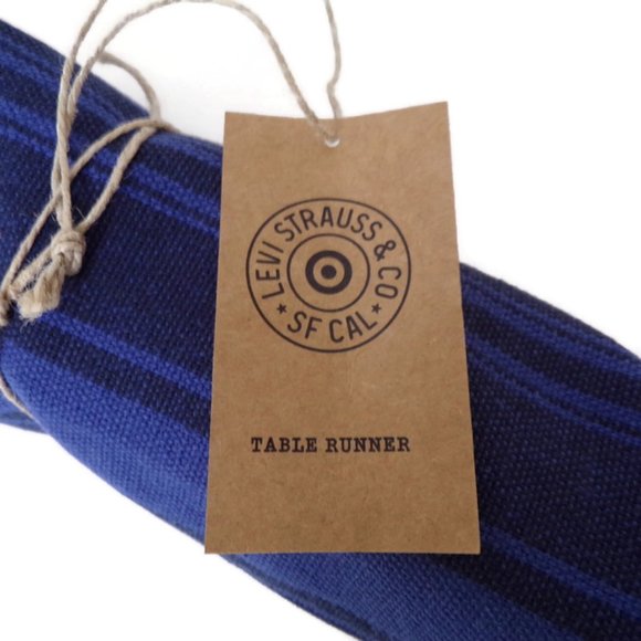 Levi’s x Target Table Runner Navy Striped Blue cotton 14 x 72 NEW - Picture 3 of 4